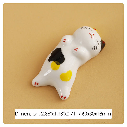 10pcs Ceramic Cat Chopstick Holders – Japanese Porcelain Tableware Rest Set | Cute Cat Kitchen & Gift Decor