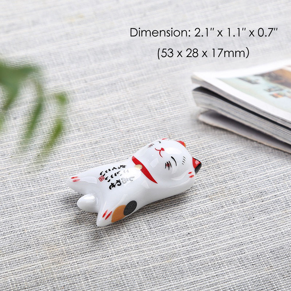 Ceramic Cat Chopstick Holders Set of 10 – Handcrafted Japanese Porcelain Rest for Chopsticks, Spoons, Forks & Brushes | Cute Cat Tableware & Gift Idea