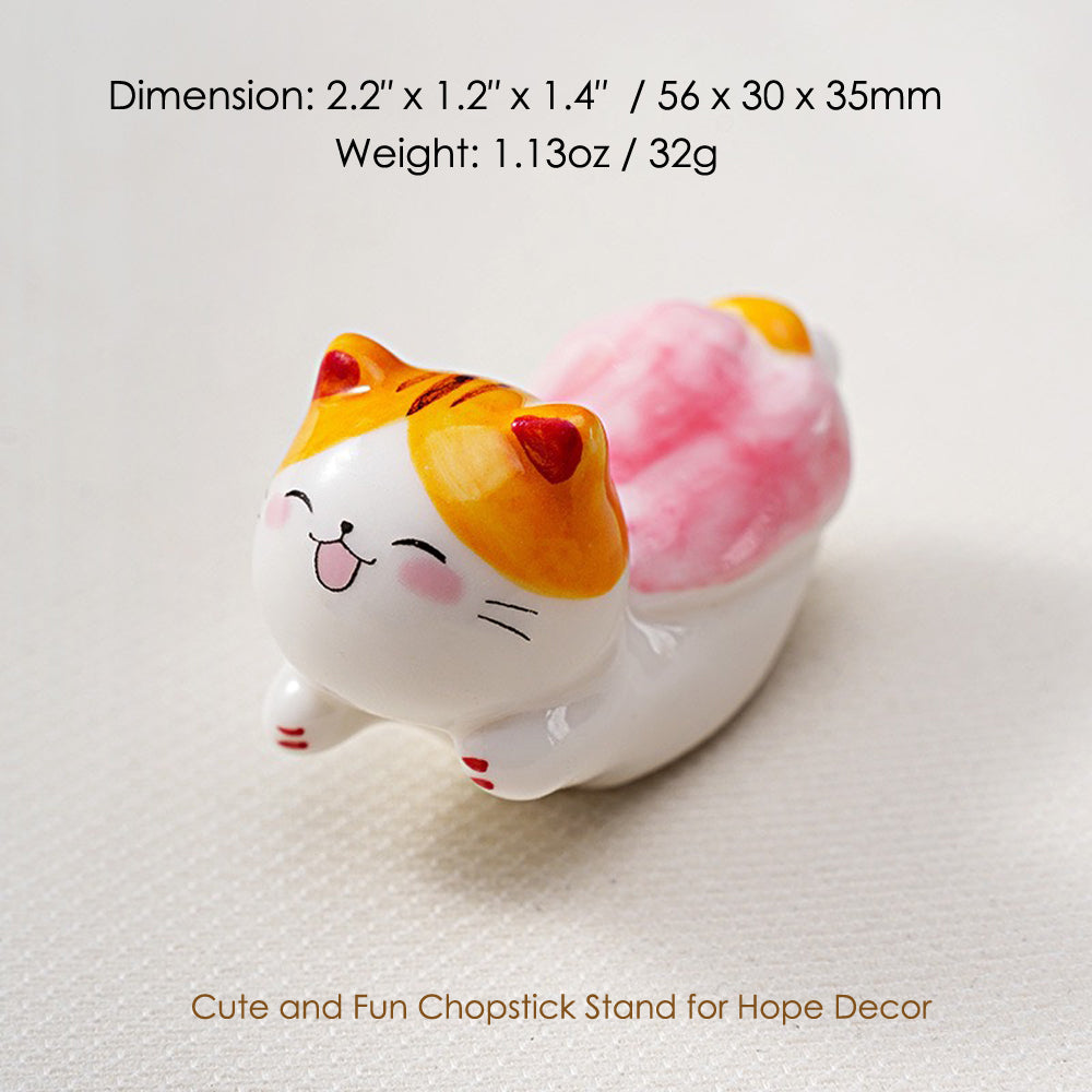 10pcs Ceramic Cat Chopstick Rests – Japanese Style Porcelain Holder for Chopsticks, Forks, Spoons, Paint Brushes | Cute Cat Tableware & Gift Decor
