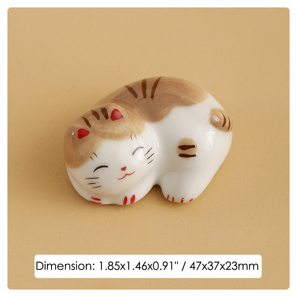 10pcs Ceramic Cat Chopstick Holders – Japanese Porcelain Tableware Rest Set | Cute Cat Kitchen & Gift Decor