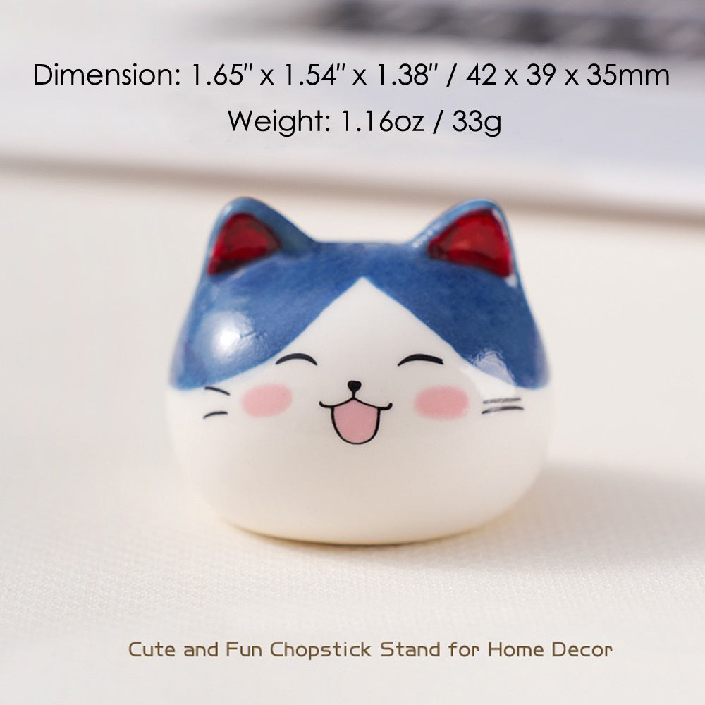 Ceramic Cat Chopstick Rests – 12pcs Porcelain Holders for Chopsticks, Spoons & Forks | Japanese Style Cute Cat Tableware & Kitchen Decor Gift