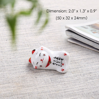 Ceramic Cat Chopstick Holders Set of 10 – Handcrafted Japanese Porcelain Rest for Chopsticks, Spoons, Forks & Brushes | Cute Cat Tableware & Gift Idea