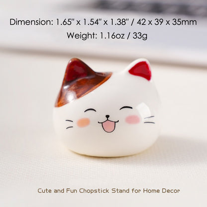 Ceramic Cat Chopstick Rests – 12pcs Porcelain Holders for Chopsticks, Spoons & Forks | Japanese Style Cute Cat Tableware & Kitchen Decor Gift