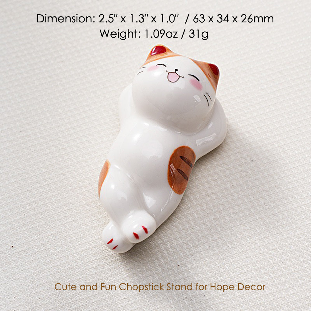 10pcs Ceramic Cat Chopstick Rests – Japanese Style Porcelain Holder for Chopsticks, Forks, Spoons, Paint Brushes | Cute Cat Tableware & Gift Decor