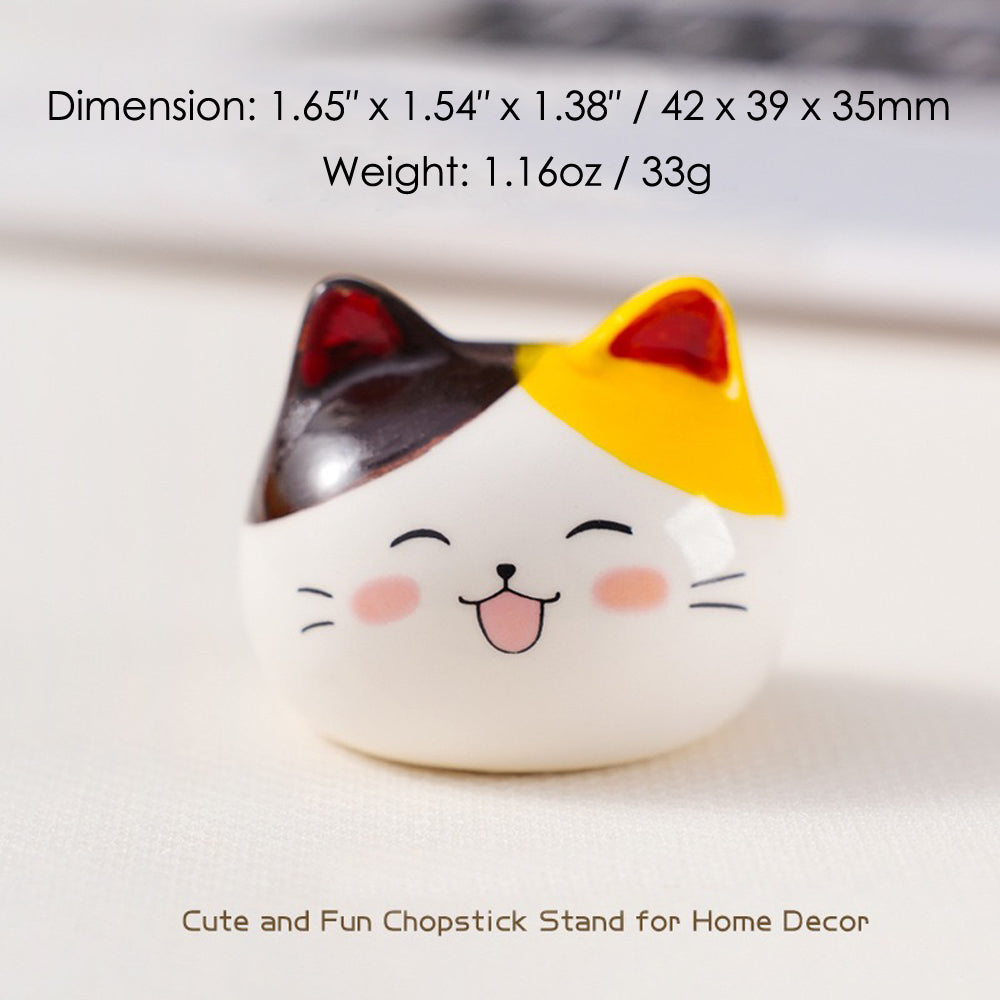 Ceramic Cat Chopstick Rests – 12pcs Porcelain Holders for Chopsticks, Spoons & Forks | Japanese Style Cute Cat Tableware & Kitchen Decor Gift