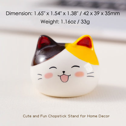 Ceramic Cat Chopstick Rests – 12pcs Porcelain Holders for Chopsticks, Spoons & Forks | Japanese Style Cute Cat Tableware & Kitchen Decor Gift