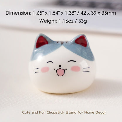 Ceramic Cat Chopstick Rests – 12pcs Porcelain Holders for Chopsticks, Spoons & Forks | Japanese Style Cute Cat Tableware & Kitchen Decor Gift