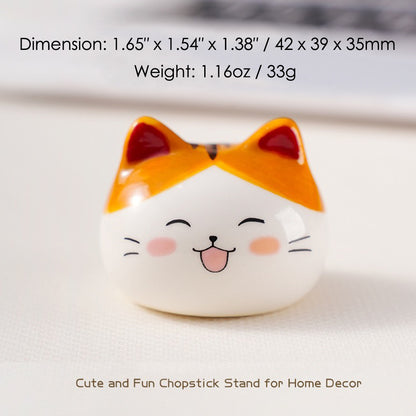 Ceramic Cat Chopstick Rests – 12pcs Porcelain Holders for Chopsticks, Spoons & Forks | Japanese Style Cute Cat Tableware & Kitchen Decor Gift