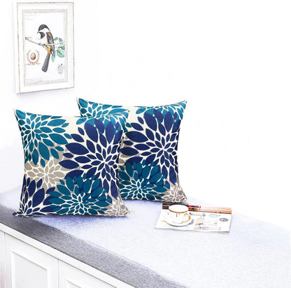 2-Pack Floral Throw Pillow Covers – 18x18 Inch Spring & Summer Decorative Cushion Covers, Colorful Botanical Print, Soft Polyester, Digital Printing for Sofa, Couch, Bedroom & Home Decor
