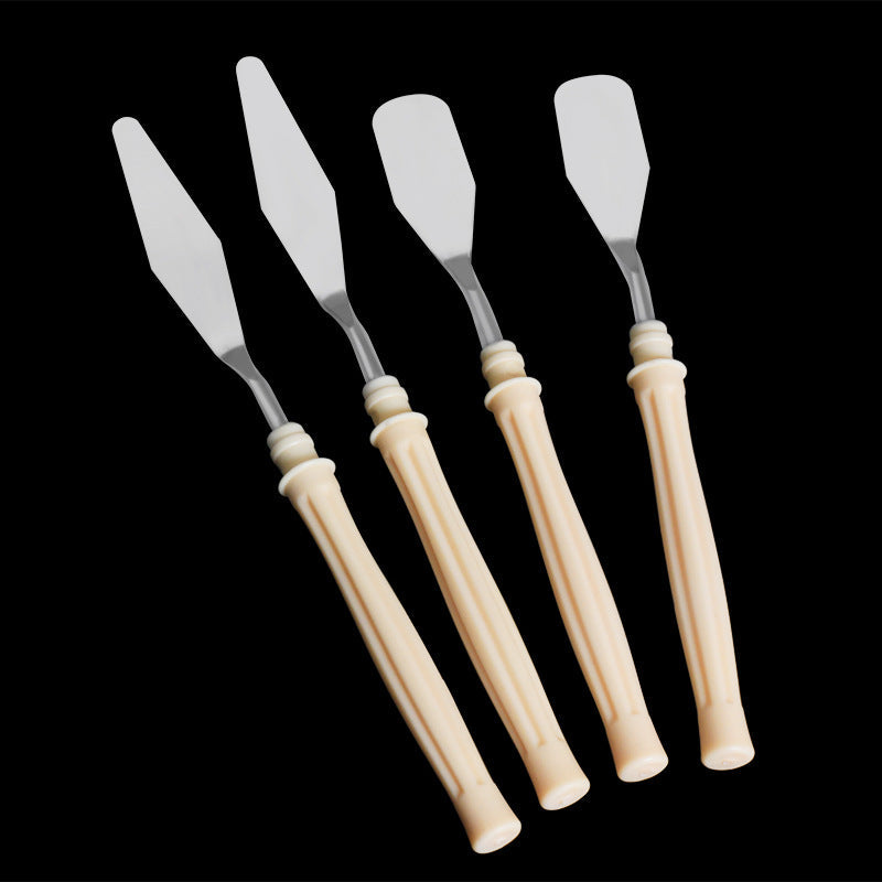 Palette Knife Set – 4PCS Stainless Steel Painting Knives with Plastic Handles for Oil, Acrylic & Gouache, Artist Spatula Tools for Mixing & Texture Painting
