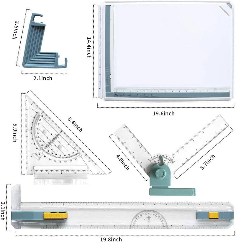 A3 Inch Drawing Board – Portable Drafting Table with T-Square, Parallel Motion Ruler, Adjustable Angle, Protractor & Clamps – Ideal for Architects, Engineers, Students & Technical Drawing