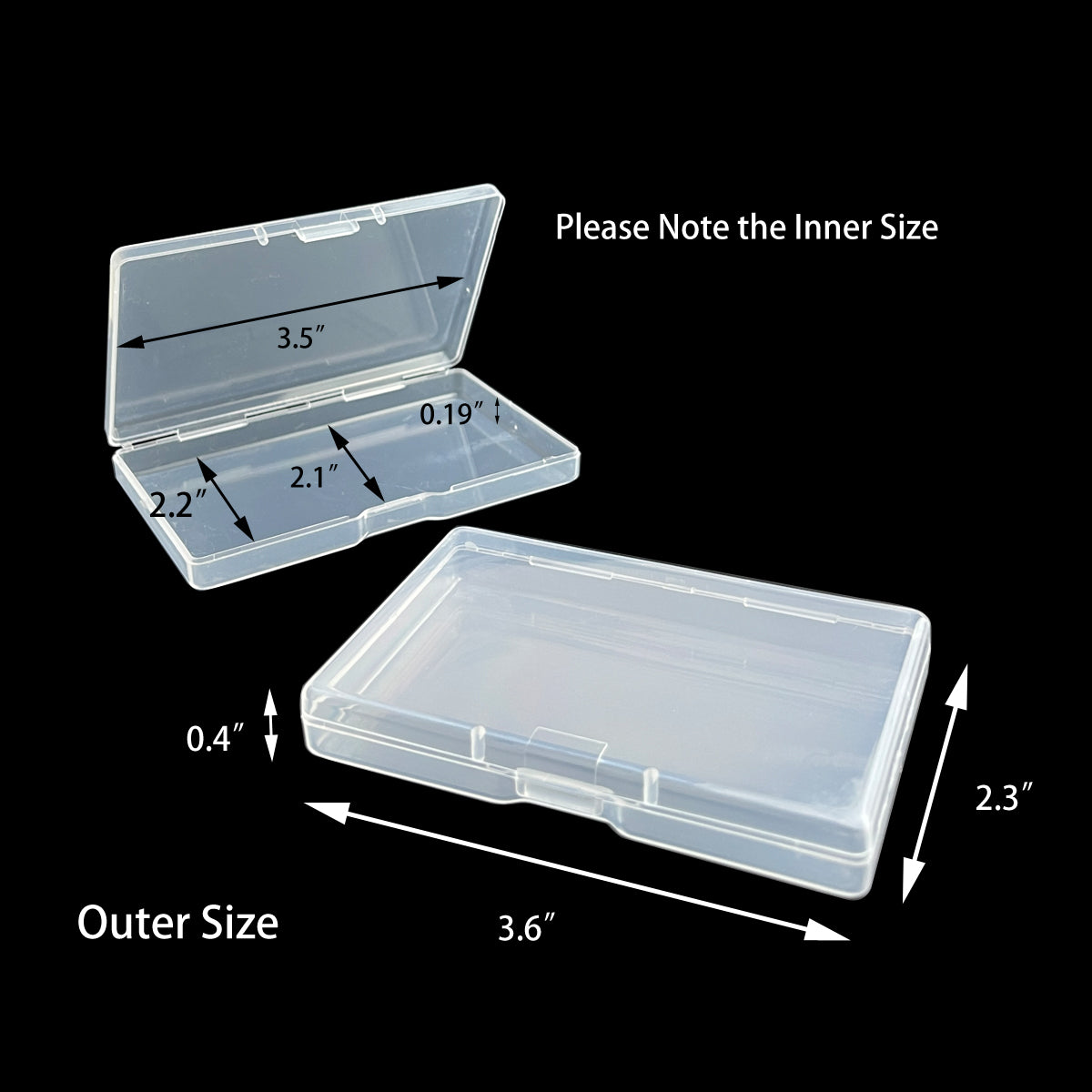FCLUB 100Pcs Rectangular Empty Mini Clear Plastic Organizer Storage Box Containers with Hinged Lids for Small Items and Other Craft Projects