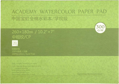 Acadamy 100% Cotton Watercolor Pads – Cold Press, Hot Press & Rough Grain – 140lb/300gsm – 20 Sheets for Painting & Drawing – Acid-Free, Art Paper – Ideal for Artists & Beginners