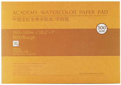 Acadamy 100% Cotton Watercolor Pads – Cold Press, Hot Press & Rough Grain – 140lb/300gsm – 20 Sheets for Painting & Drawing – Acid-Free, Art Paper – Ideal for Artists & Beginners