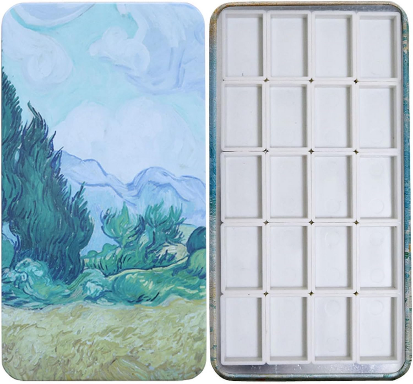 FCLUB Empty Watercolor Palette with Magnetic Pans,Paint Palette, Paint Tray Palettes, Painting Palette