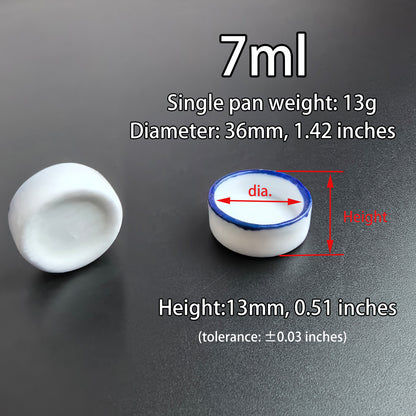 Bulk Ceramic Watercolor Mixing Pans – 100pcs Porcelain Round Paint Dishes (2ml–8ml) with Blue Rim for Watercolor, Gouache & Acrylic