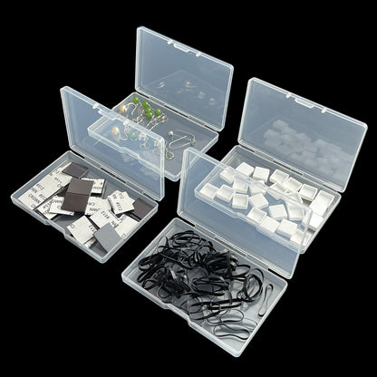 FCLUB 100Pcs Rectangular Empty Mini Clear Plastic Organizer Storage Box Containers with Hinged Lids for Small Items and Other Craft Projects