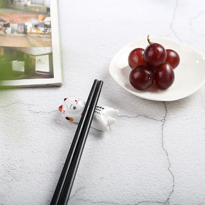 Ceramic Cat Chopstick Holders Set of 10 – Handcrafted Japanese Porcelain Rest for Chopsticks, Spoons, Forks & Brushes | Cute Cat Tableware & Gift Idea