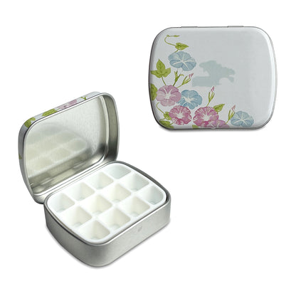 FCLUB 4 Pcs Mini Empty Watercolor Tin 12 Wells Portable Metal Watercolor Palette Travel Watercolor Palette with Lid Small Tiny Mini Tin Box Paint Storage Container for Light Travel Painting