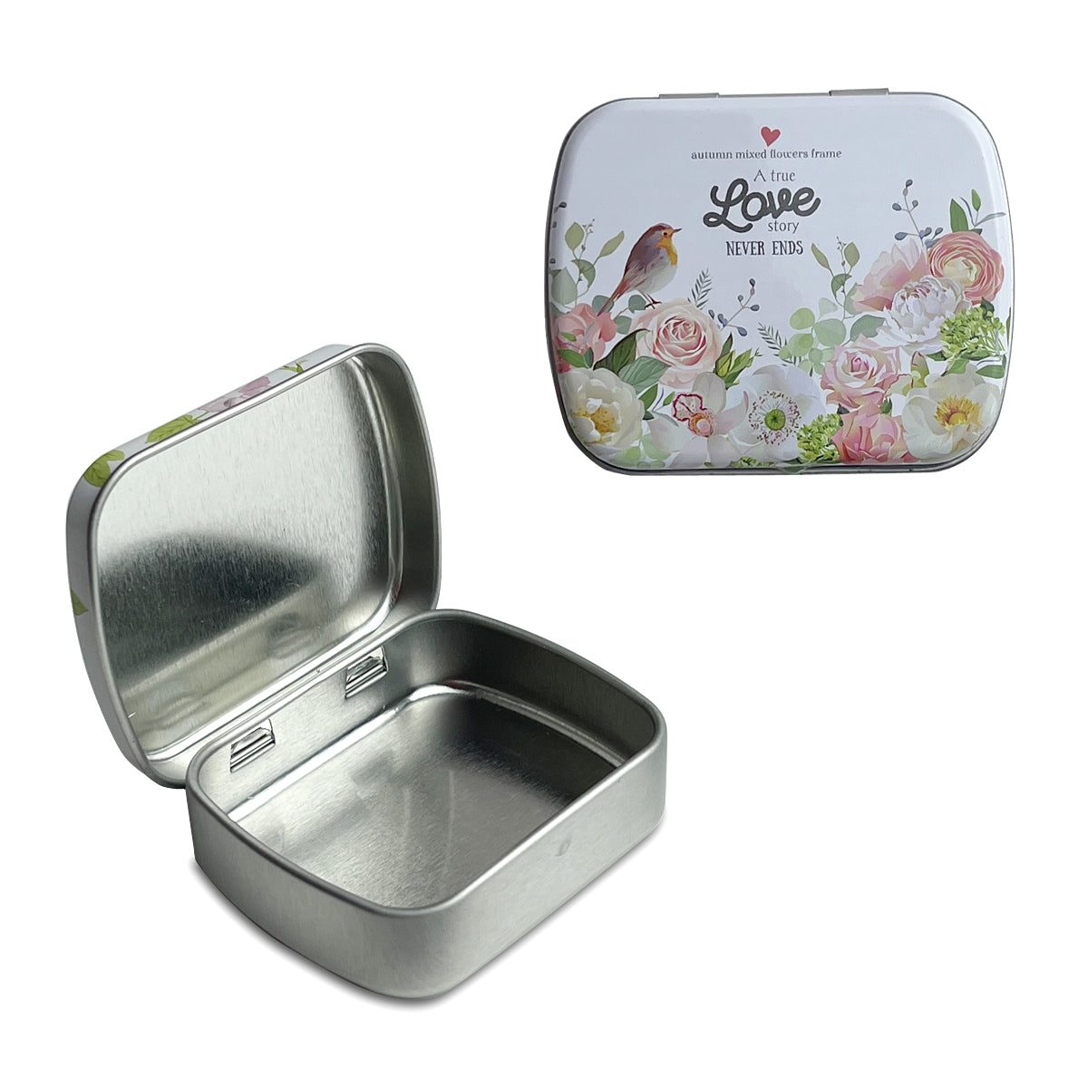 2.3 x 1.9 x 0.6 inches 50Pcs 100 Pcs Small Metal Tin Box Portable Small Container Storage Case With Solid Hinged Top for Drawing Pin Nail Art Bead Earring and Jewelry Craft Organizing
