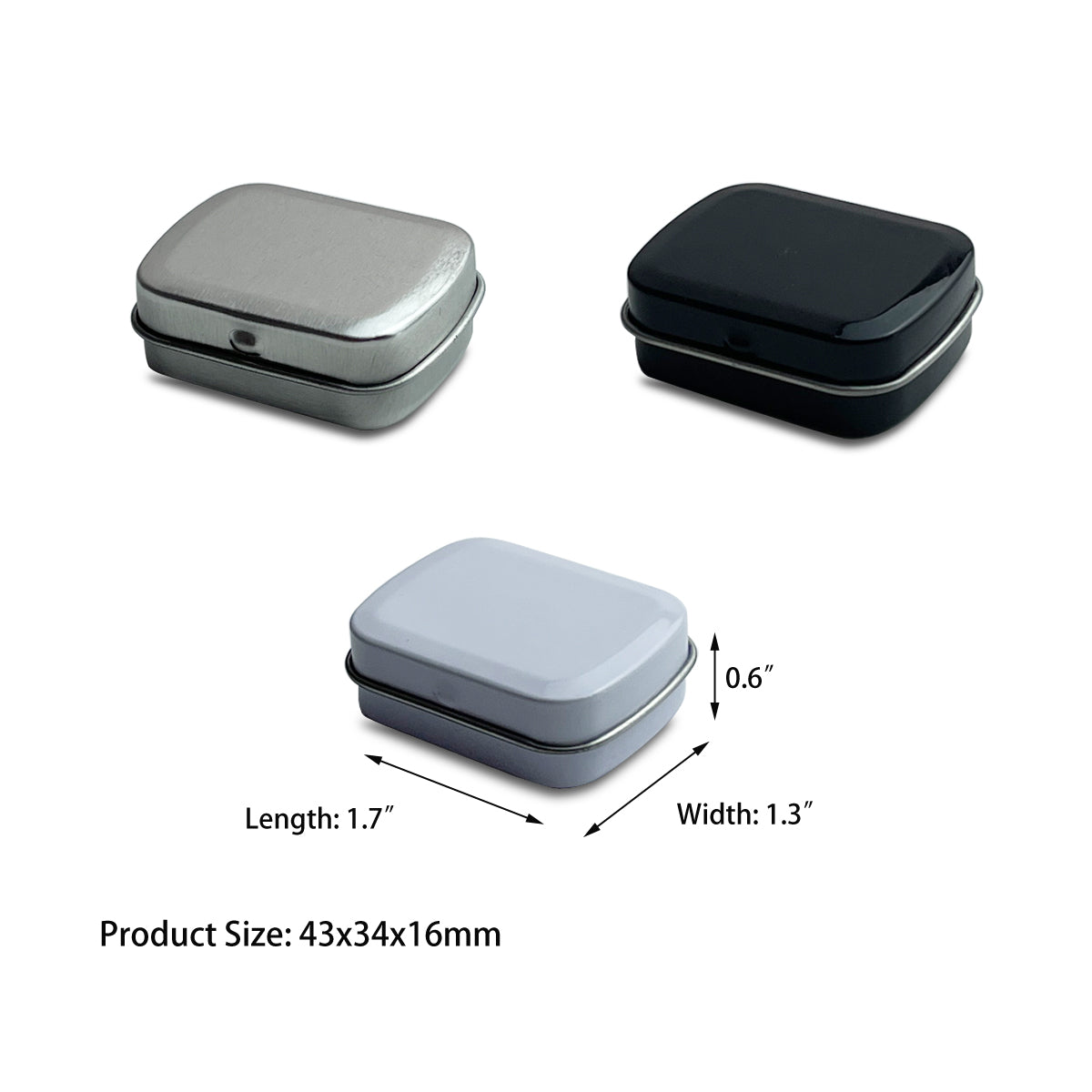 1.7 x 1.3 x 0.6 inches 100 Pcs Baby Mini Metal Tin Box Portable Small Container Storage Case With Solid Hinged Top for Drawing Pin Nail Art Bead Earring and Jewelry Craft Organizing
