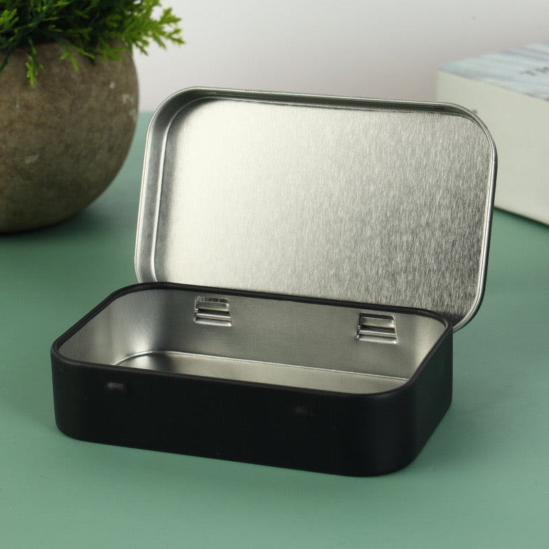 3.75 x 2.37 x 0.8 inches 100 Pcs Metal Hinged Tin Box Container Portable Small Storage Container Kit with Lid for Home Storage