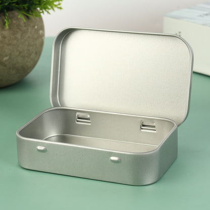 3.75 x 2.37 x 0.8 inches 100 Pcs Metal Hinged Tin Box Container Portable Small Storage Container Kit with Lid for Home Storage