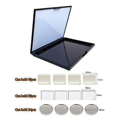 FCLUB 4Pcs Small Travel Magnetic Watercolor Palette, Fold Out Mixing Area with Magnet Backings, Watercolor Palette with Lid, Empty Watercolor Palette