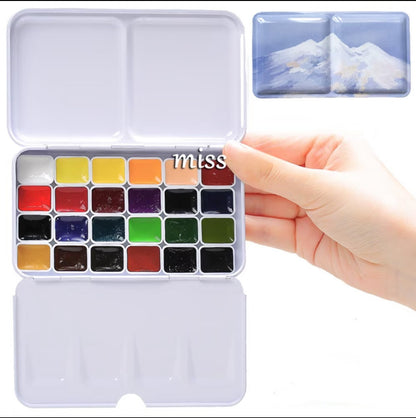 Custom Repackaged Schmincke Academic Watercolor Paint Set 24 Colors | 1ml & 2ml Travel Watercolor Pans
