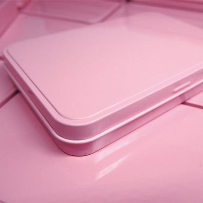 FCLUB 120Pcs Metal Hinged Tin Box Container, Portable Storage Container Kit with Lid for Home Storage,Pink