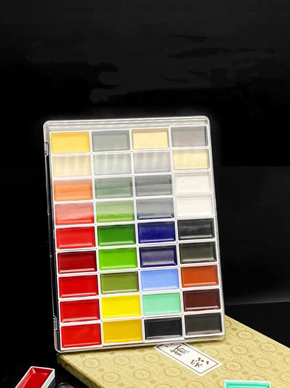 36-Color Gansai Watercolor Storage Box – Transparent Organizer Case Compatible with Kuretake, Kissho & Boku-Undo