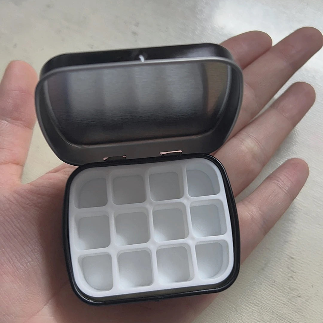 100Pcs 1.6ml 12-Well Mini Watercolor Palette – Travel Paint Tray | Portable Mixing Palette for Watercolor, Gouache, Acrylic, Oil Paint | Fits Mint Tin Box