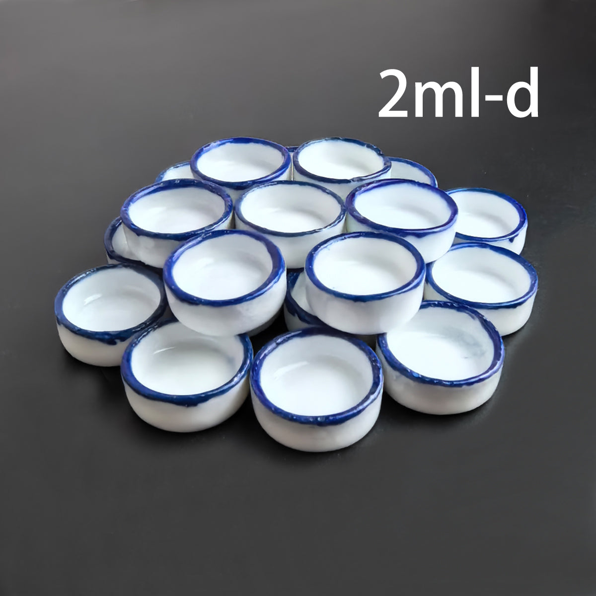 Bulk Ceramic Watercolor Mixing Pans – 100pcs Porcelain Round Paint Dishes (2ml–8ml) with Blue Rim for Watercolor, Gouache & Acrylic
