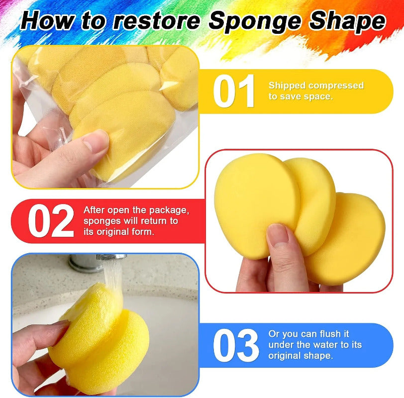 Kids Sponge Painting & Pottery Stamp Set – 24pcs Round Absorbent Foam Brushes for DIY Doodling, Watercolor, and Clay Art, Easy-to-Clean Art Sponges for Early Learning & Crafts