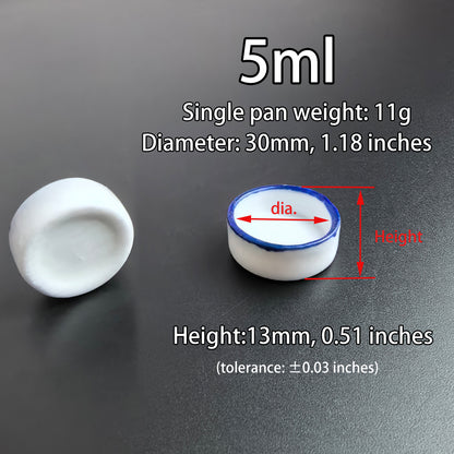 Bulk Ceramic Watercolor Mixing Pans – 100pcs Porcelain Round Paint Dishes (2ml–8ml) with Blue Rim for Watercolor, Gouache & Acrylic