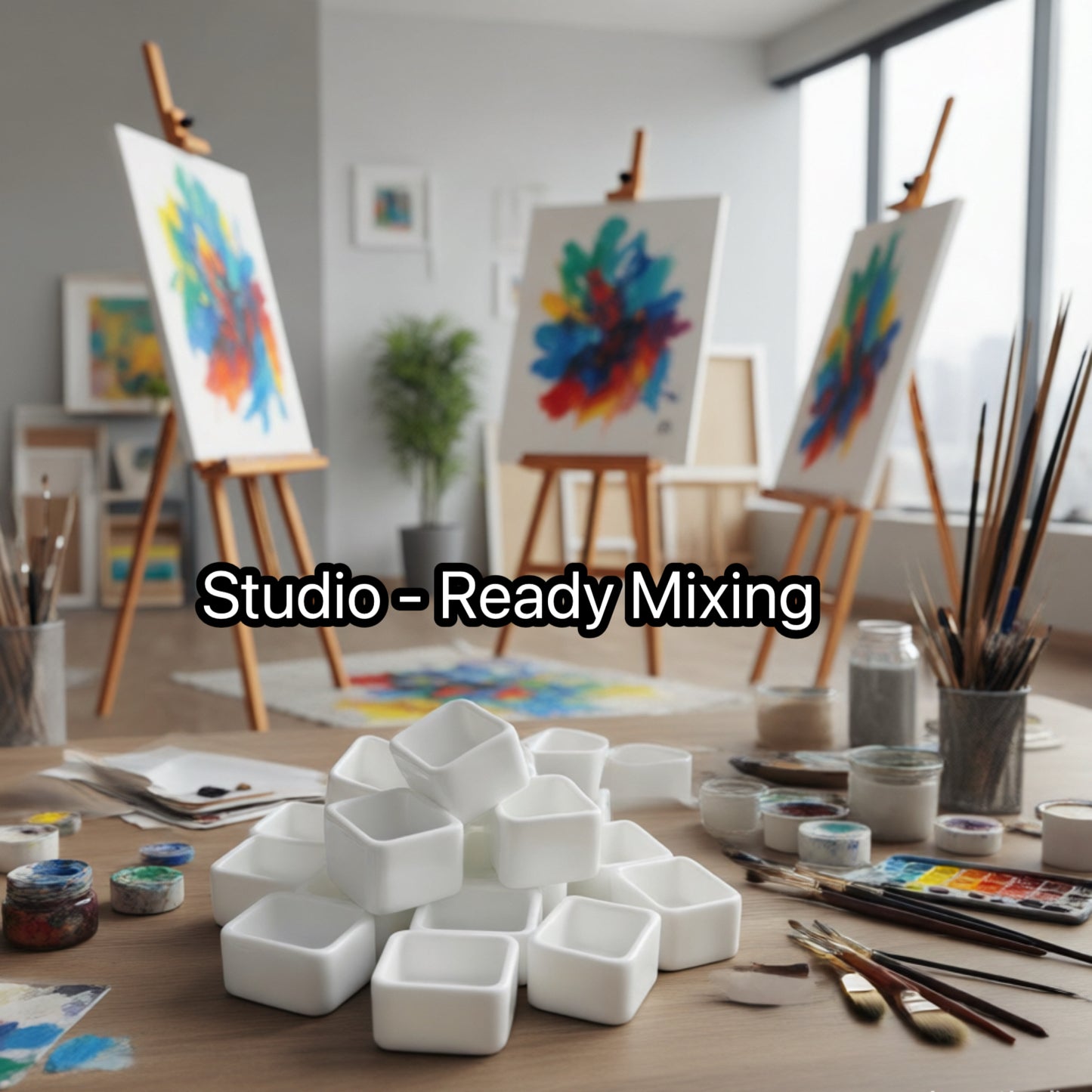1.7ML 20Pcs Ceramic Half Pans with Flat Bottom for Paints – Individual White Porcelain Paint Pans for Watercolor, Gouache, Ink & Handmade Colors – Reusable Mixing Cups for Custom Palettes