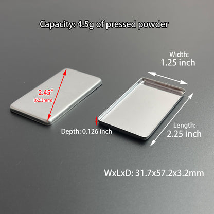Large rectangle metal pans size 57.2x31.7mm with 4.5g capacity – perfect for handmade watercolor paints and solid cosmetics