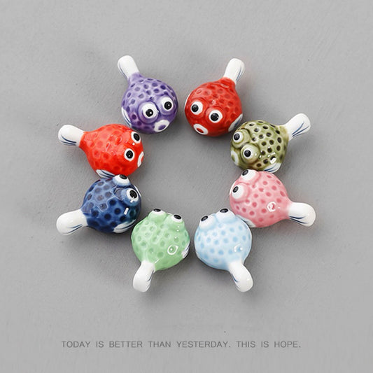 Ceramic Pufferfish Chopstick Rests – 16pcs Solid Japanese Porcelain Holders | Cute Tableware & Kitchen Gift