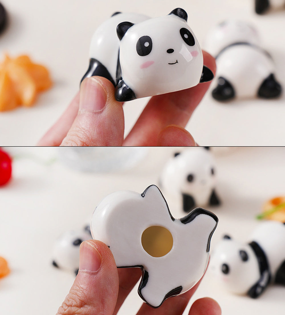 9pcs Ceramic Panda Chopstick Rests – Japanese Style Porcelain Holders for Chopsticks, Spoons & Forks | Cute Panda Tableware & Gift Set