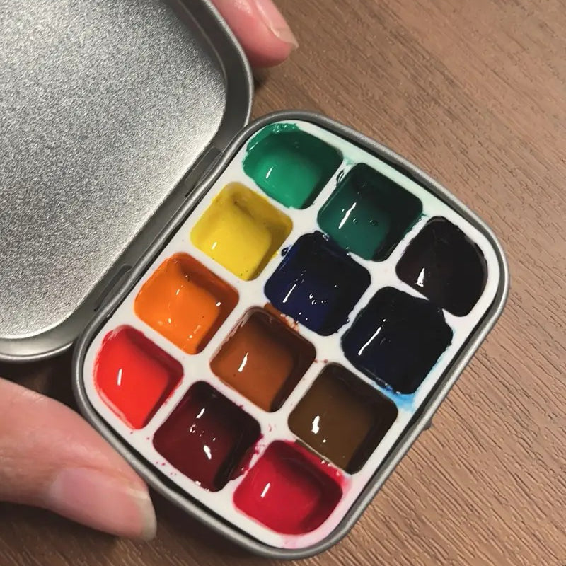 100Pcs 1.6ml 12-Well Mini Watercolor Palette – Travel Paint Tray | Portable Mixing Palette for Watercolor, Gouache, Acrylic, Oil Paint | Fits Mint Tin Box