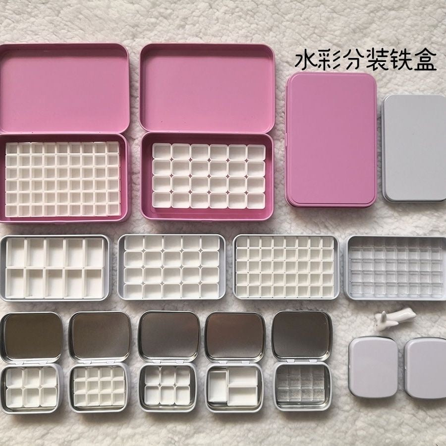 FCLUB 120Pcs Metal Hinged Tin Box Container, Portable Storage Container Kit with Lid for Home Storage,Pink