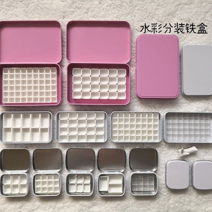 FCLUB 120Pcs Metal Hinged Tin Box Container, Portable Storage Container Kit with Lid for Home Storage,Pink