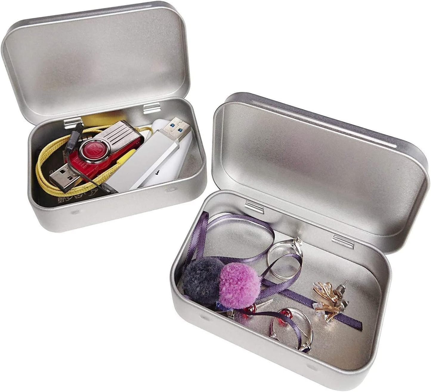 4.5 x 3.3 x 0.86 inches 6 Pcs Metal Hinged Tin Box Container, Metal Tin Box with Lid,Storage Tin Box for Watercolor Jewelry Pen Eraser Pill Candy Craft Organize