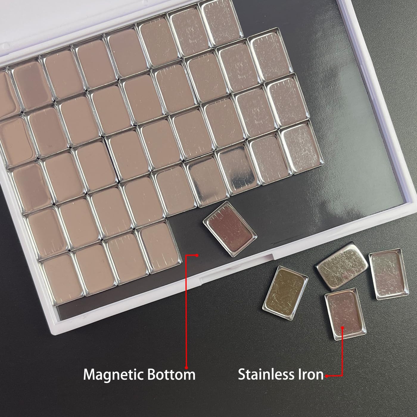 0.6ML 1000Pcs, Empty Metal Palette Pans for Watercolours or Cosmetics - Tiny and Shallow(0.8 inch)