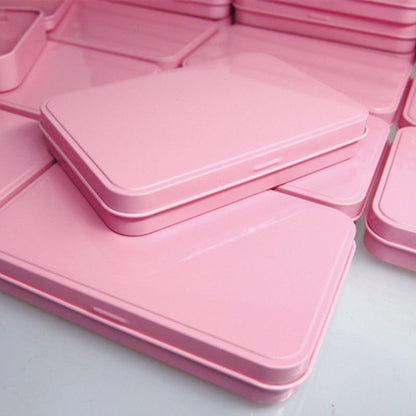 FCLUB 120Pcs Metal Hinged Tin Box Container, Portable Storage Container Kit with Lid for Home Storage,Pink