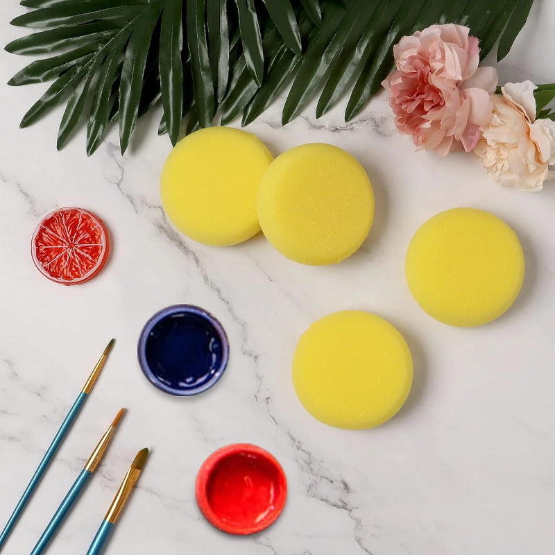 Kids Sponge Painting & Pottery Stamp Set – 24pcs Round Absorbent Foam Brushes for DIY Doodling, Watercolor, and Clay Art, Easy-to-Clean Art Sponges for Early Learning & Crafts