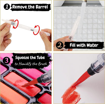 Watercolor Brush Pens, 2 Sets 12 pcs 120mm, Refillable Watercolor Paint Pens for Painting Markers