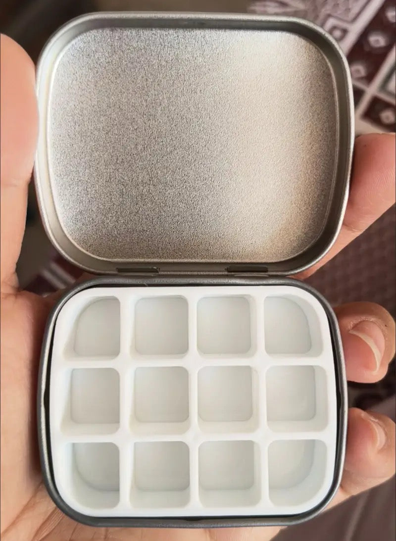 100Pcs 1.6ml 12-Well Mini Watercolor Palette – Travel Paint Tray | Portable Mixing Palette for Watercolor, Gouache, Acrylic, Oil Paint | Fits Mint Tin Box