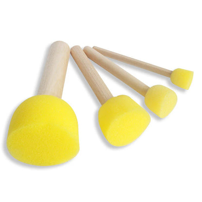 Children's Sponge Brushes Set of 6(24pcs), Mushroom Stamp Brushes for Toddler Painting, Wood Handle, Durable & Flexible Foam for Creative Crafting