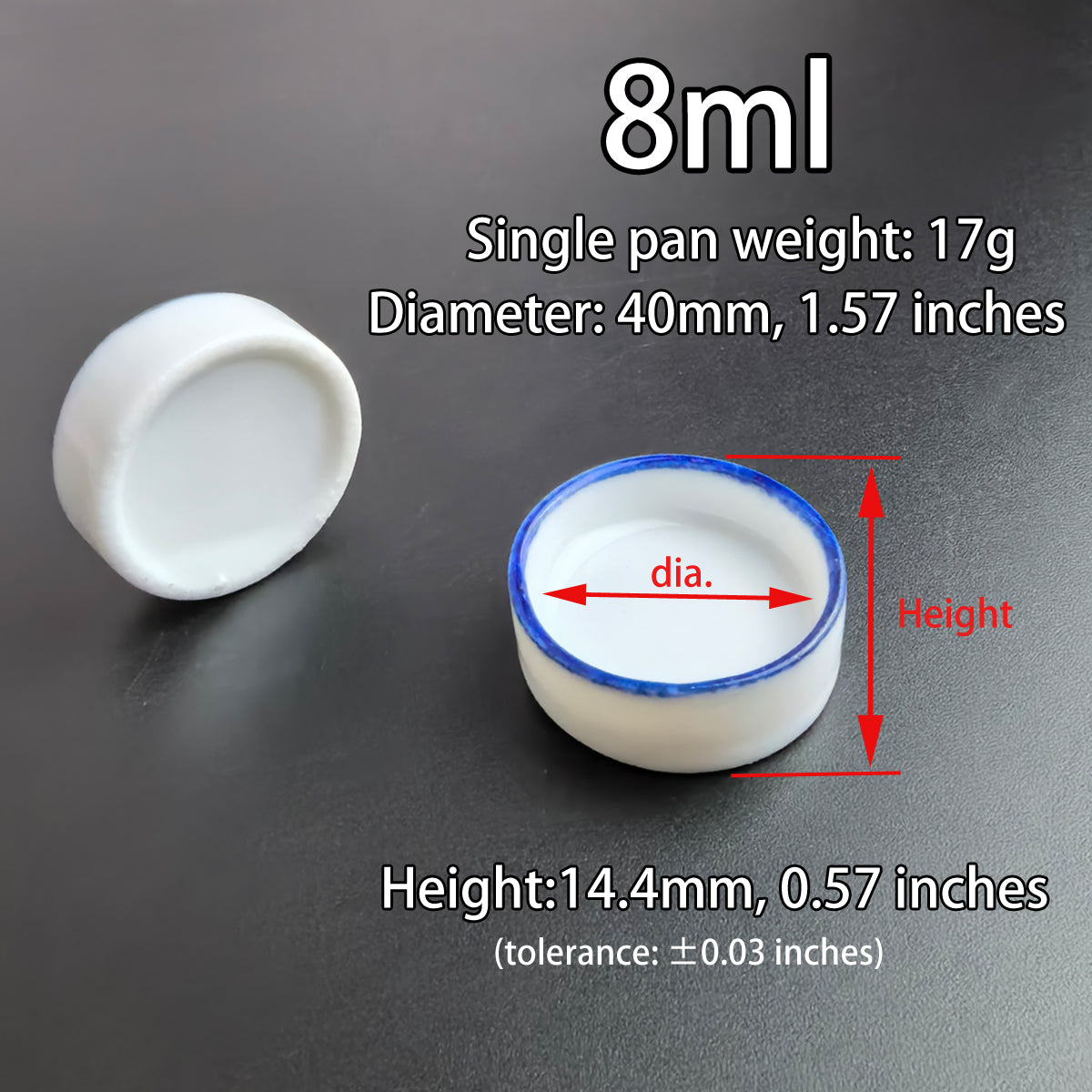 Bulk Ceramic Watercolor Mixing Pans – 100pcs Porcelain Round Paint Dishes (2ml–8ml) with Blue Rim for Watercolor, Gouache & Acrylic